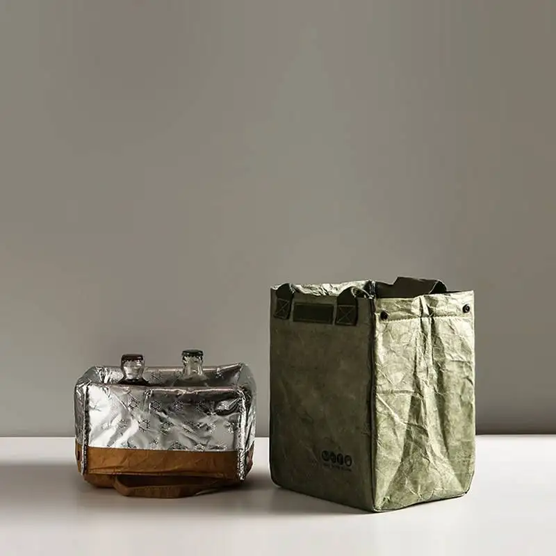 Eco Friendly Reusable & Insulated Tyvek Paper Kraft insulated cooler Lunch Bag