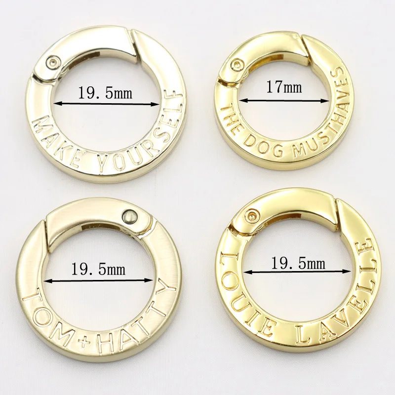 Custom Metal Spring O Rings Silver Plate Ring Circle Snap Clip Hook Spring Buckles Flat Spring Ring Clasp for Bag