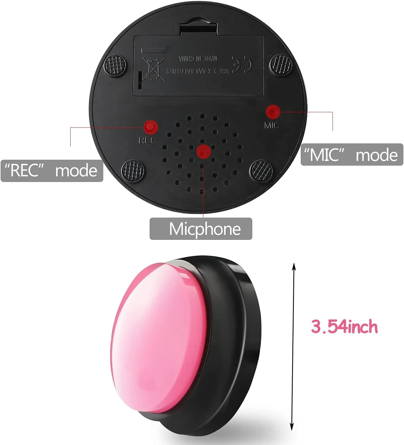 Voice Recording Button Dog Buttons for Communication Pet Training Buzzer 30 Second Record & Playback Funny Gift