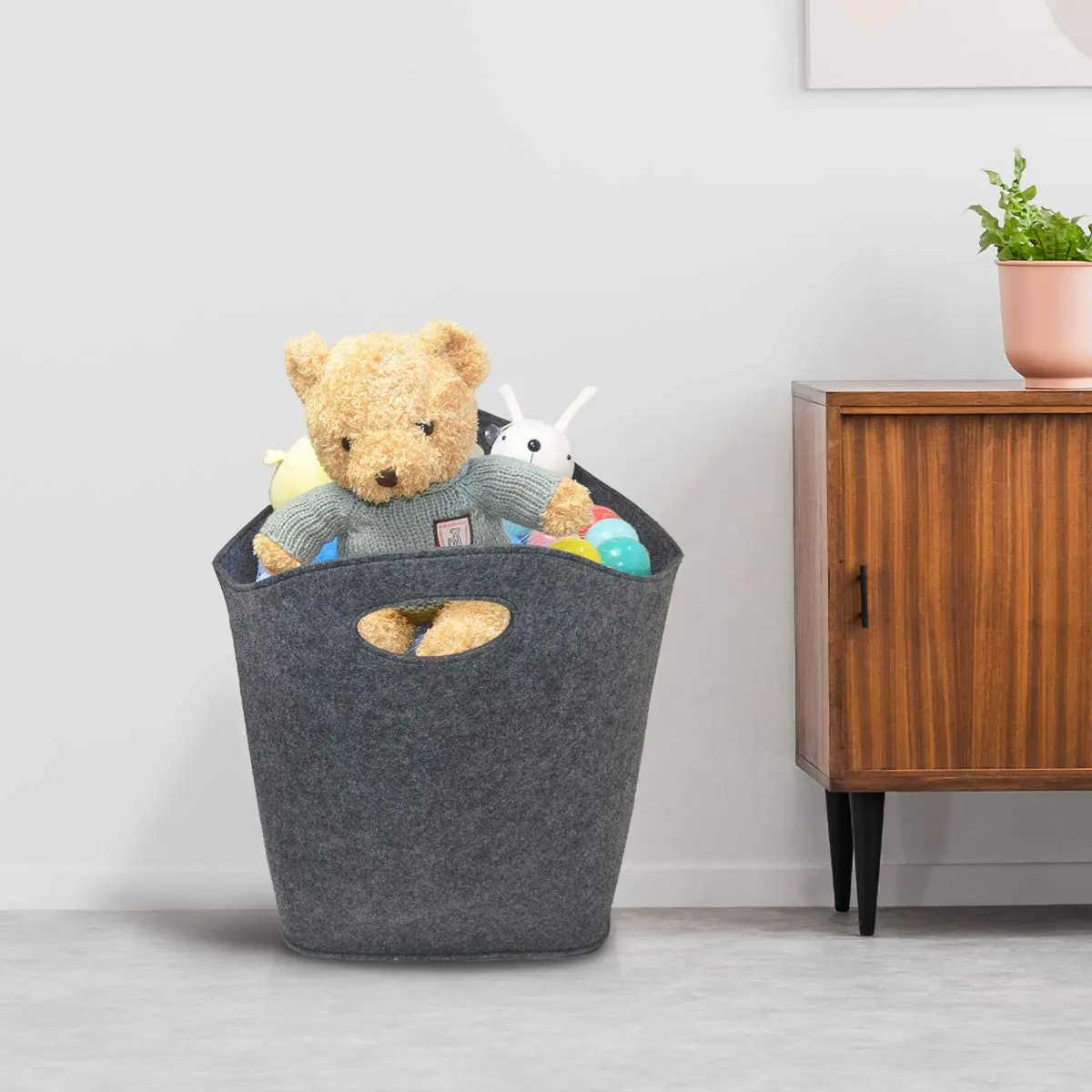 2023 Latest Design Eco-Friendly Wool Felt Storage Fabric Heavy-Duty Firewood Basket Foldable Functional Home Carton Box