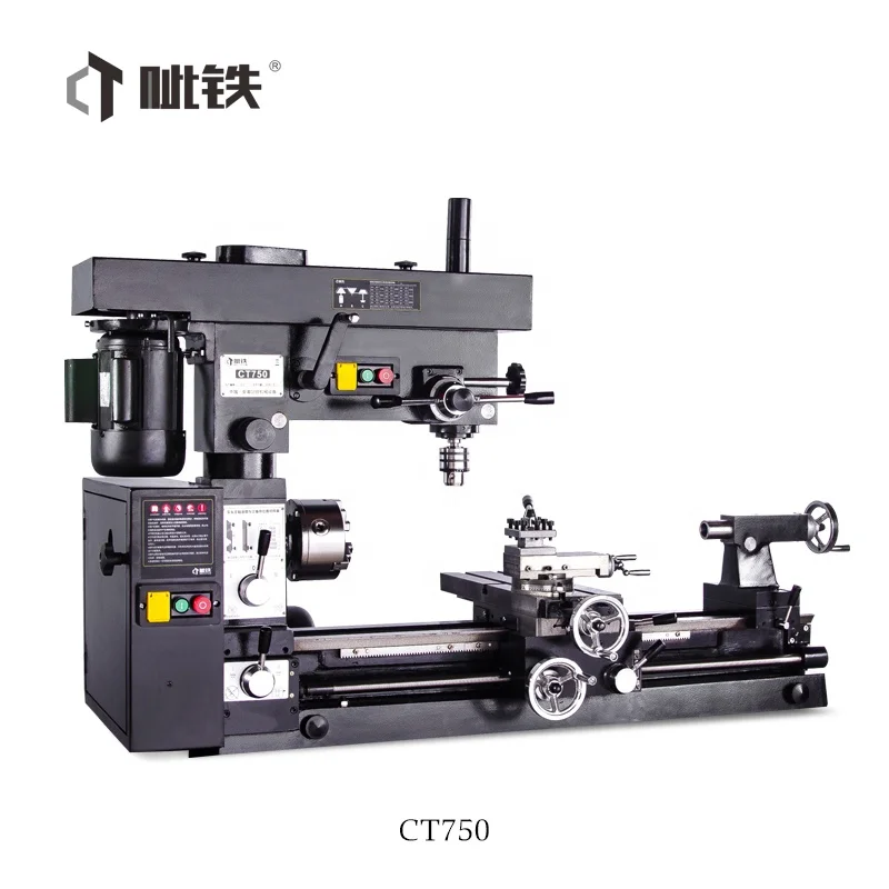CT750 Multi-function Turning and Drilling and Milling Machine with CE 220V CE ISO 1.5 Years Provided 1450*570*980mm CN;ANH 1mm/s