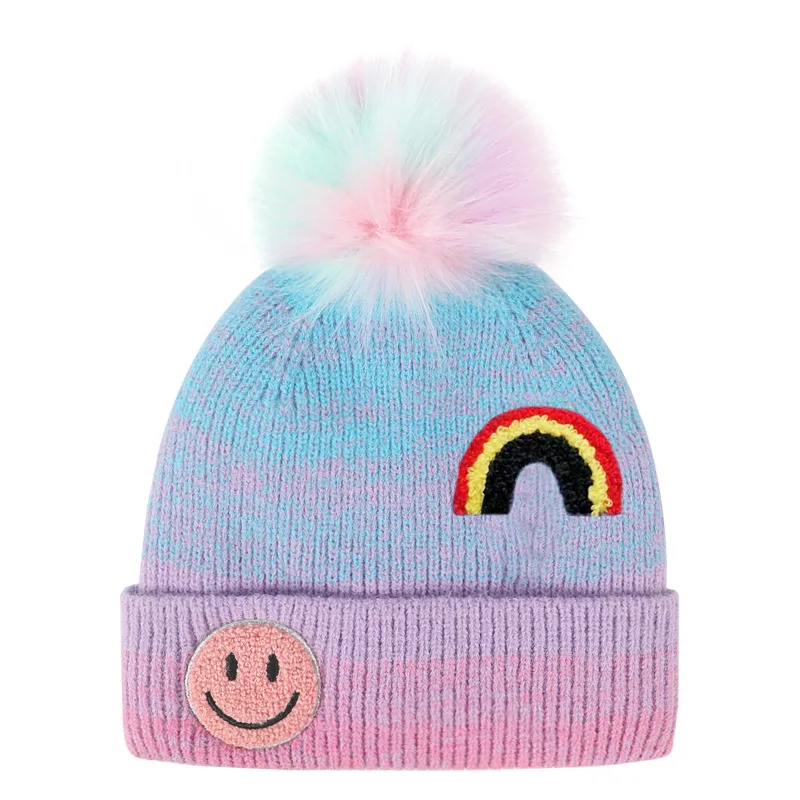 Knit Cap Boys Girls Beanies Double Layer Pom Hats baby beanie hat for children