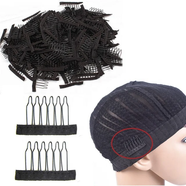 Cheap Steel 5 Teeth Wig Clips Black Stainless Wig Combs For Wig Caps