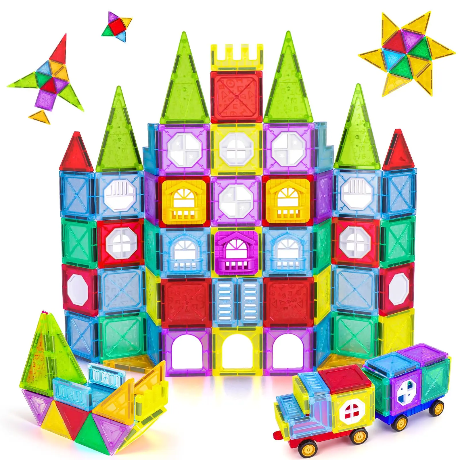 2025 Products 3D 100 pcs Creative magblock Magnet Blocks Building kids Construction Toys Stem Car Puzzle Fort Magnetic Tiles