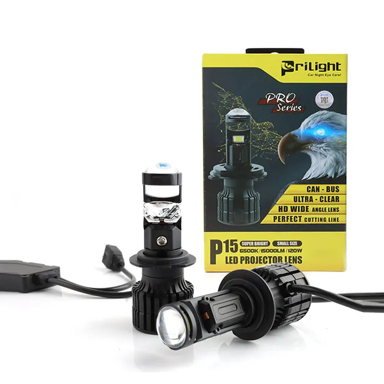 Auto Lighting System Super Bright Led Projector Lens Mini Led H4 H7 120W 15000LM Car Led Projector Lens