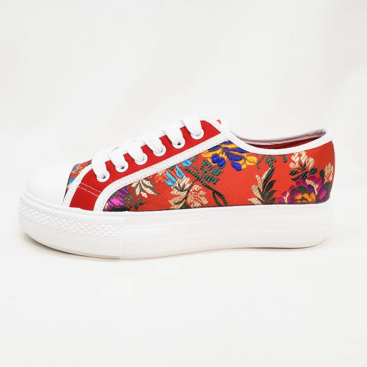 Women  vulcanized canvas shoes  chinese wind lace-up casual flat shoes