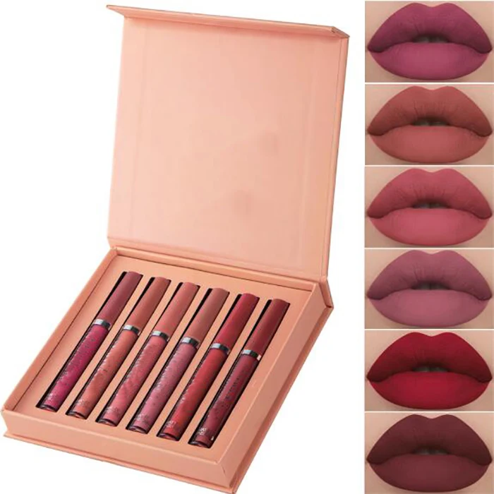
Pigment Waterproof Makeup 6 Colors lip gloss set Wholesale Matte Long Lasting Lipstick Suit 