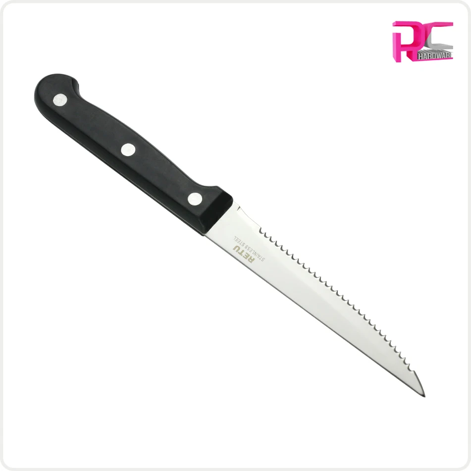 Promotional 5 Inch Plastic Handle Steak Knife with Coarse Teeth