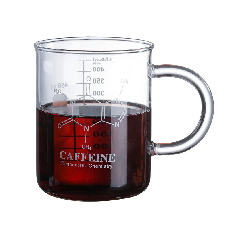Caffeine Beaker Graduated Beaker mug temperature glass measuring mug vacuum cup with Handle