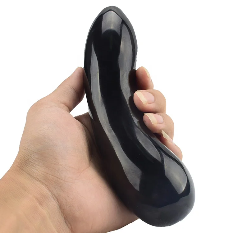 Highly Realistic Stone Carved Black Obsidian Crystal Penis Dildo Massage