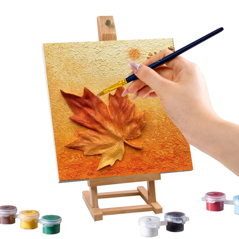 20x20cm Paint by Number DIY Painting by Numbers Maple Leaf Sharp Handpainted Kids and Adults Painting Artwork Gift with Frame