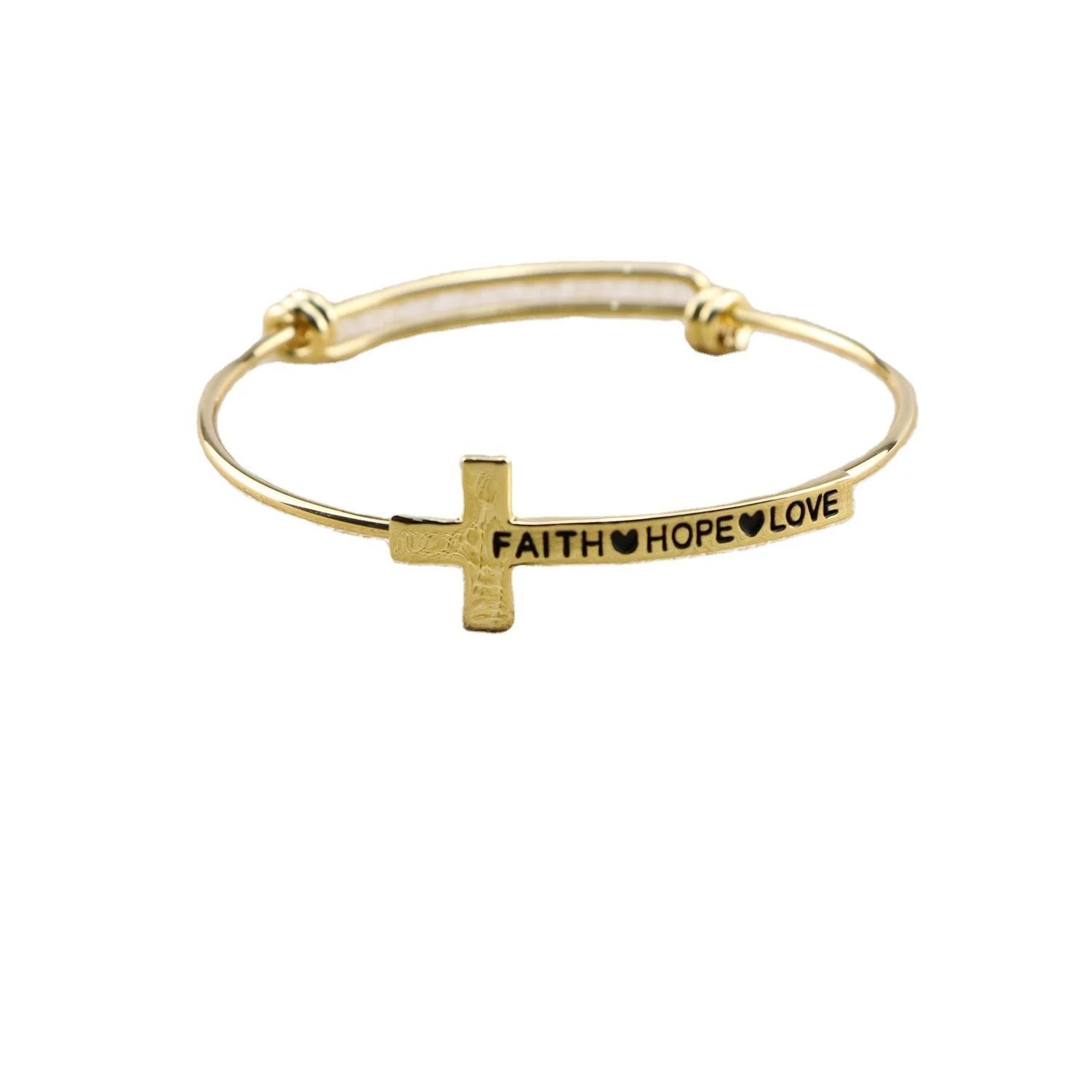 
Joycuff 18K Gold Cross Bracelet Love Hope Faith Adjustable Bangle for Men 