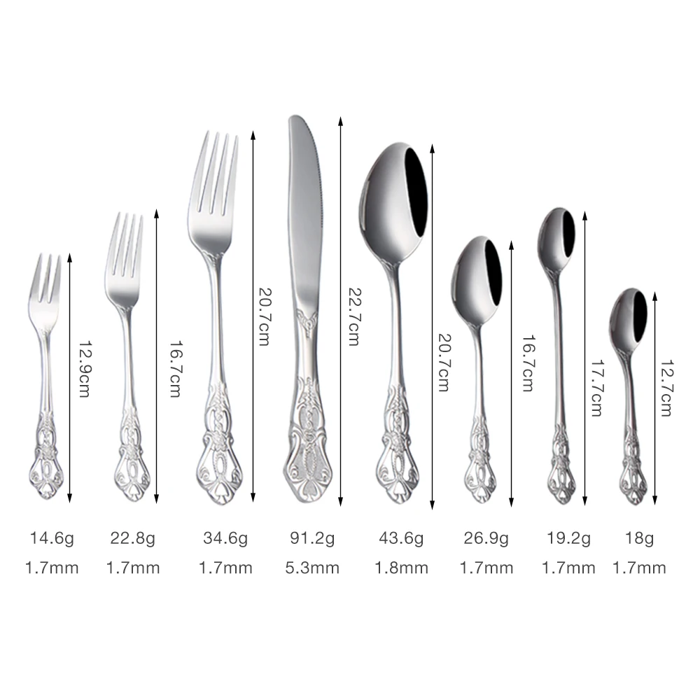 Stainless Steel Steak Knife Fork Gift Box Imperial Court Retro Relief Palace Steak Knife Fork Spoon Flatware Sets For Giveaway
