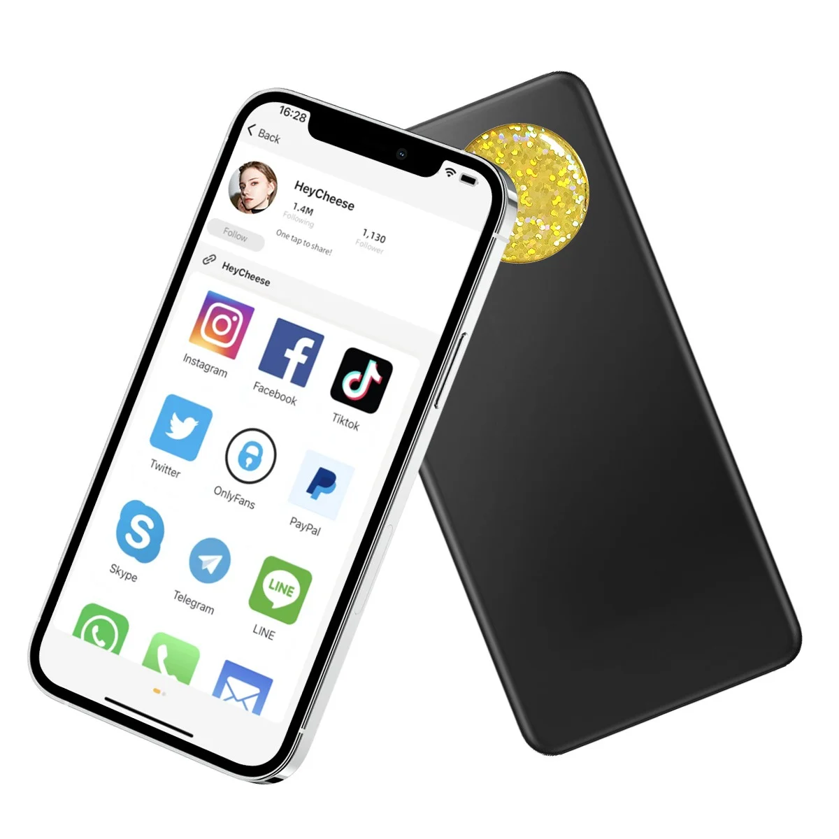 Эпоксидная наклейка NFC в социальной сети на задней стороне телефона с бесплатным приложением HeyCheese