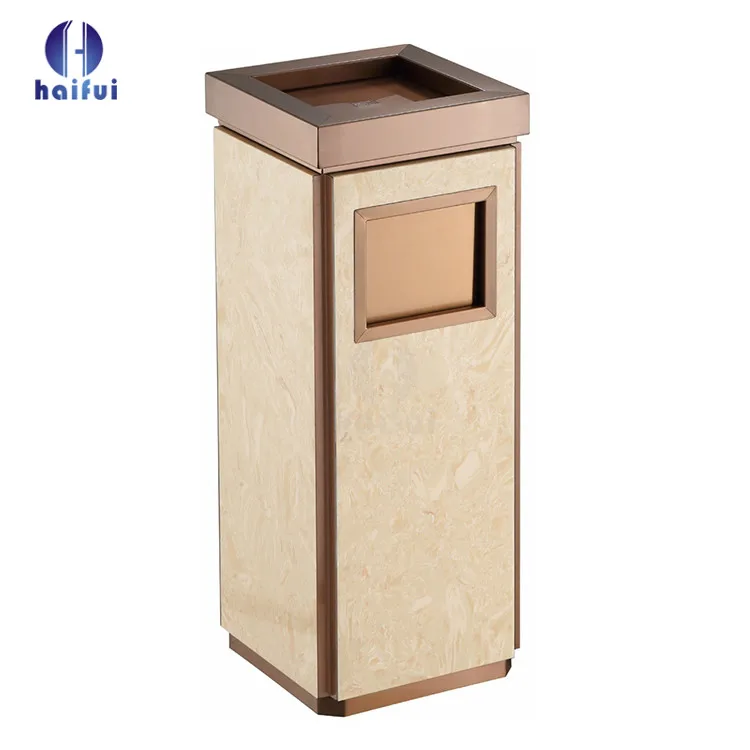 Deluxe Hotel Marble Ashtray Trash Can Lobby Natural Marble Waste Bin