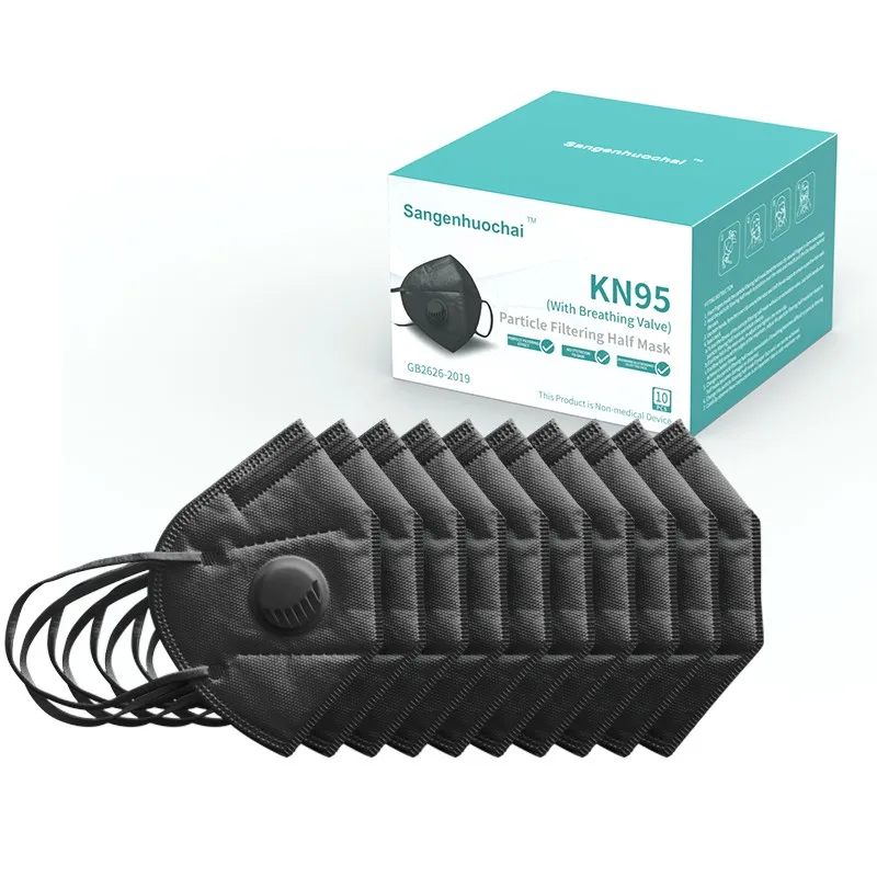 
 Лидер продаж mascarillas ушной крючок одноразовые cubrebocas KN95 черного цвета с фильтром клапан дышащие 5 слоев слой Респиратор маска для лица  