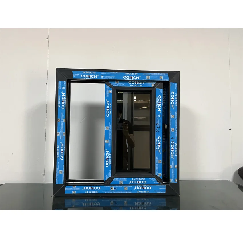 Good Price UPVC Windows Black PVC Windows Double Glaze Gray PVC Sliding Black Vinyl Windows