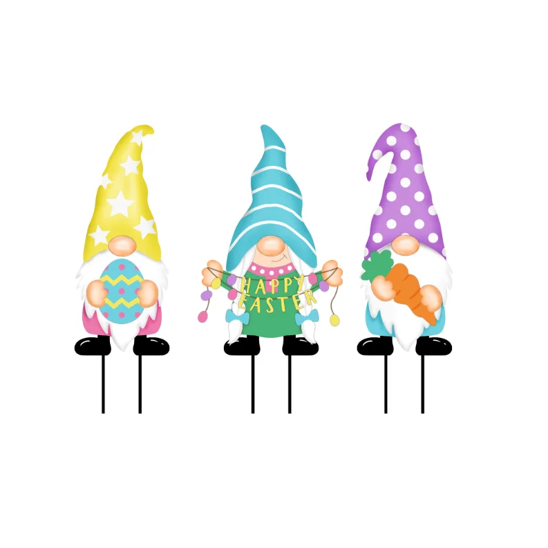 
Easter Gnome Metal Garden Stake - set of 3 