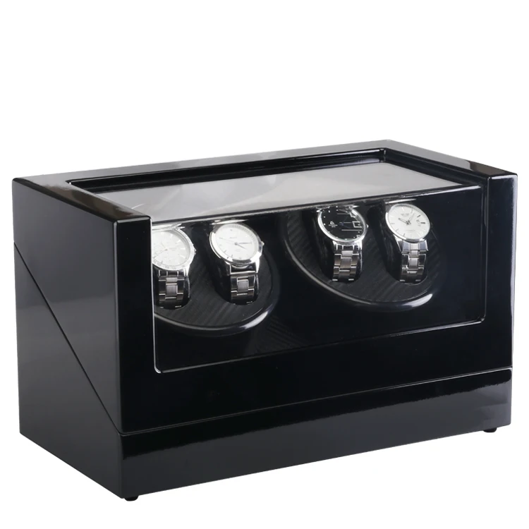Luxury 4 Display Piano Lacquer Mute Wooden Motor Watch Box, Wholesale Rotations Watch Winder