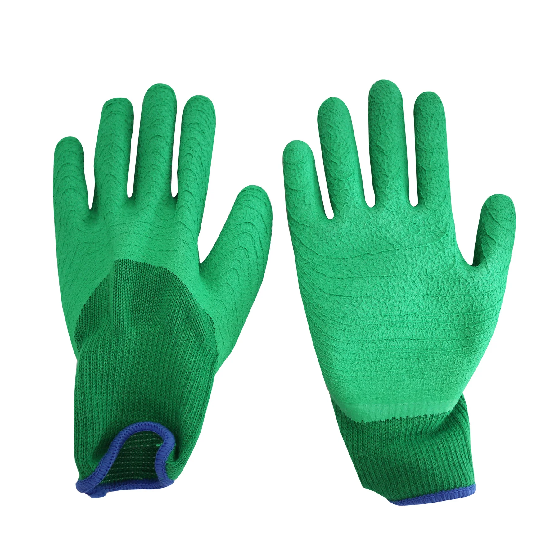 Work safety wave crinkled latex Gloves Non-slip 10gauge Polyester cotton Latex Crinkled work Gloves