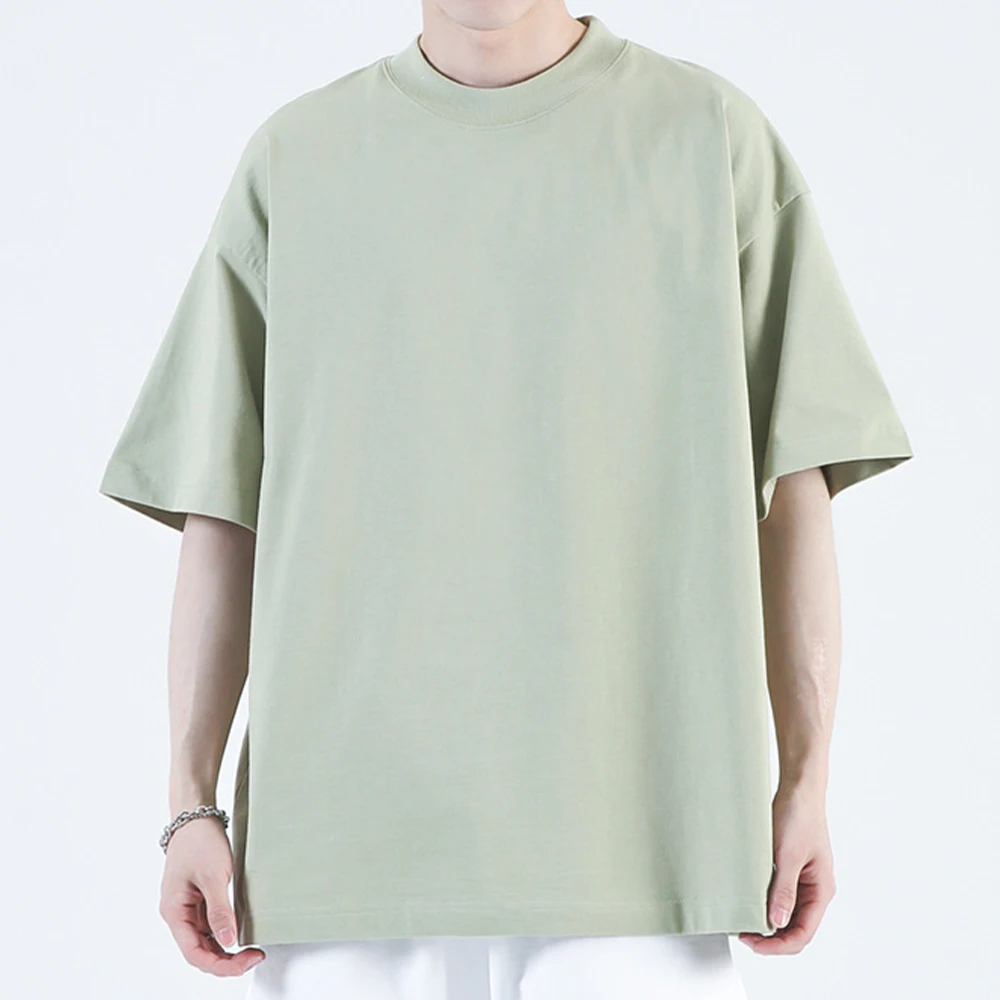 Factory Wholesale Custom Thick Collar 100% Cotton Tshirt White Solid Box Blank Tee Men Black Boxy Fit T Shirt