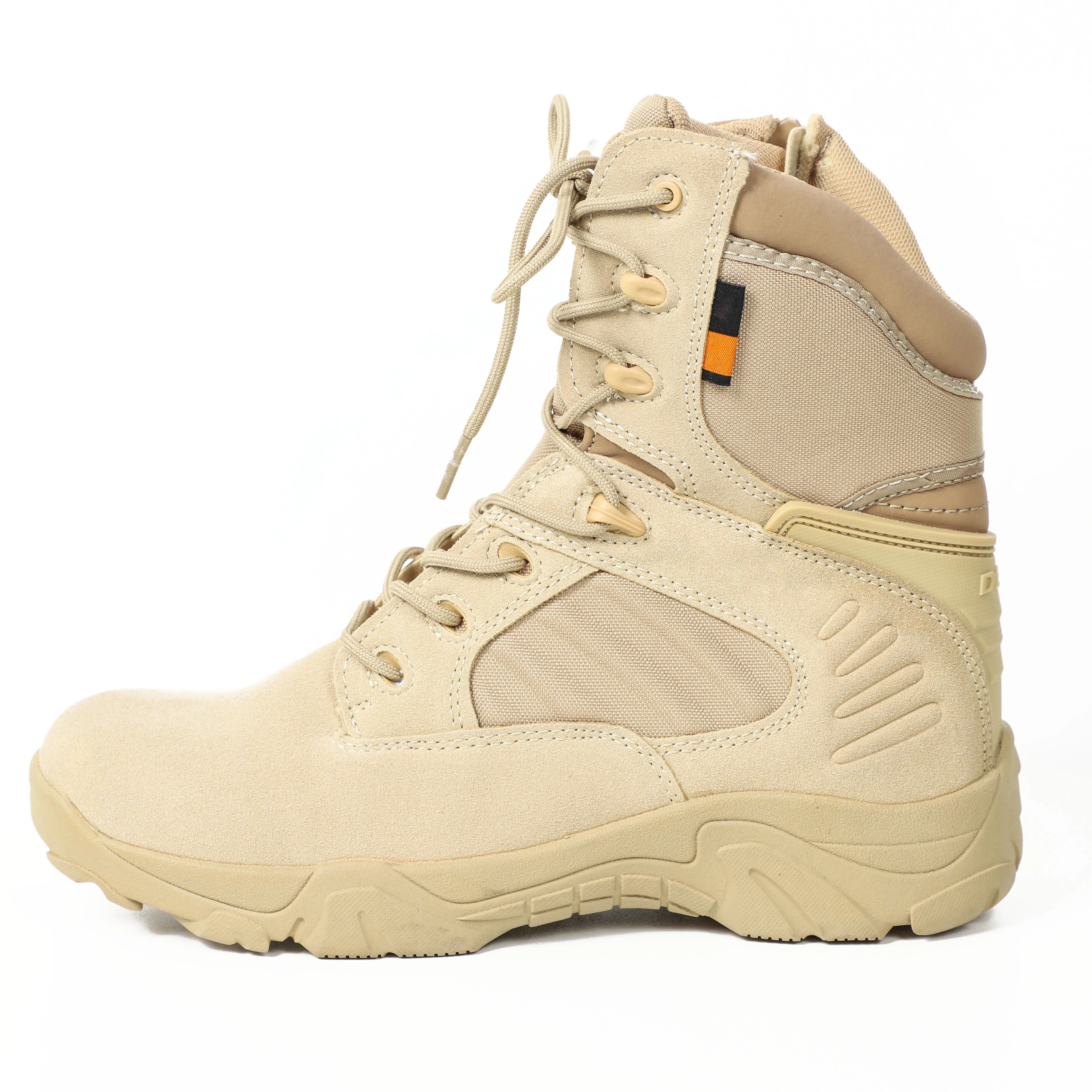 Wholesale Wear-resistant Waterproof Quick-release Zip Leather Cushioning Combat Desert Tactical  Military Boots Army