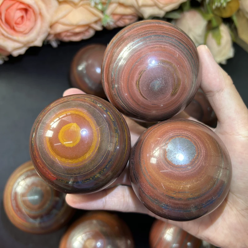 Hot Selling Iron Tiger Eye Spheres Reiki Healing Stones Red Tiger Eye Balls  For Meditation