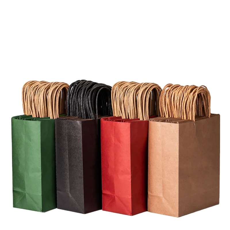 China Manufacturer wholesale custom logo kraft paper gift bag with rope handle