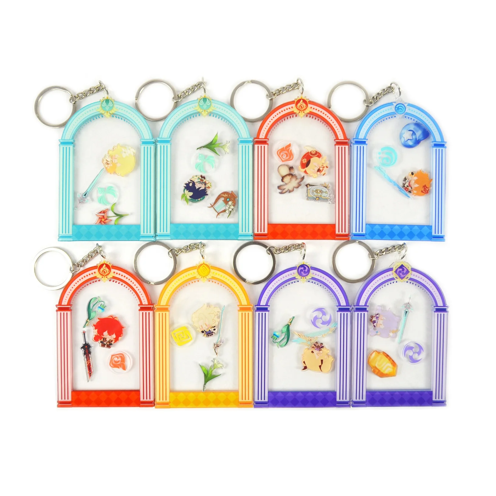 Hot Selling Low MOQ Custom Acrylic Keyring Anime Design Acrylic Shaker Keychain
