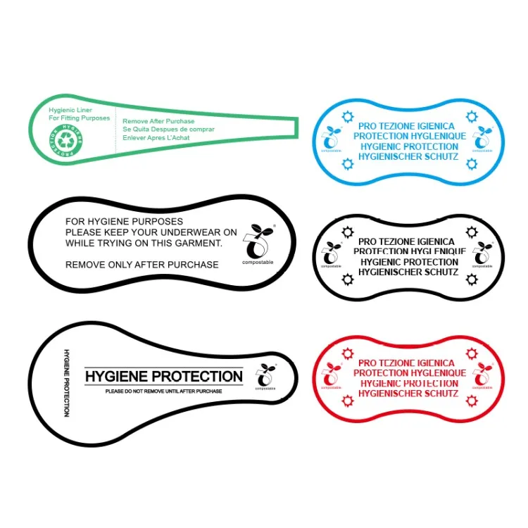 Custom Eco Recycled Compostable Biodegradable Self Adhesive Swimwear Swimsuit Bikini Thong Underwear Hygiene Protection Stickers