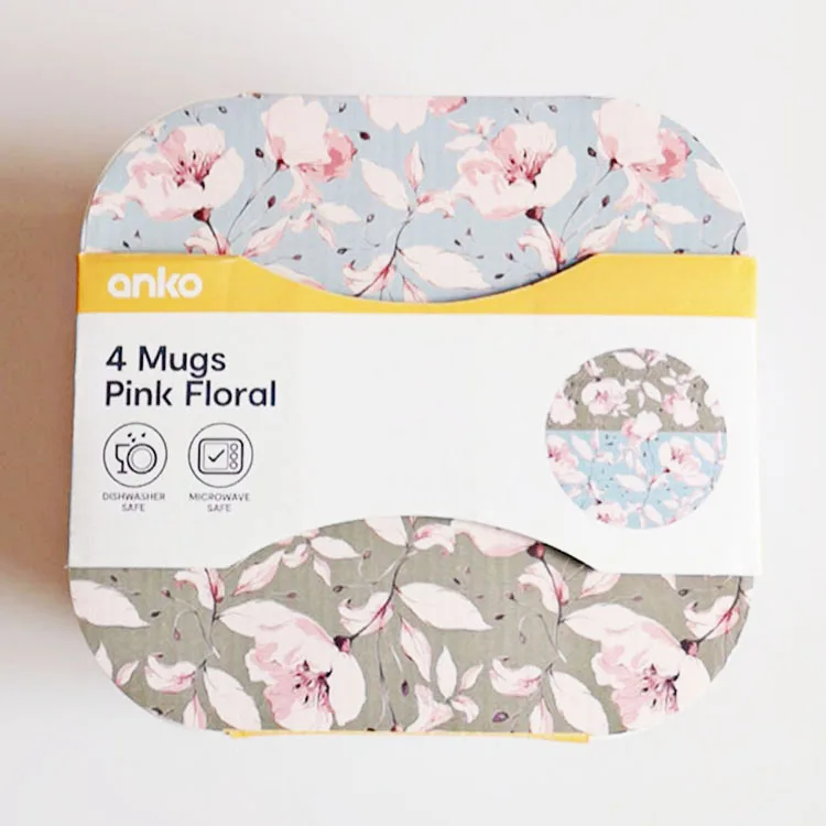 custom european style printing floral logo fine new bone china ceramic coffee mug cup set