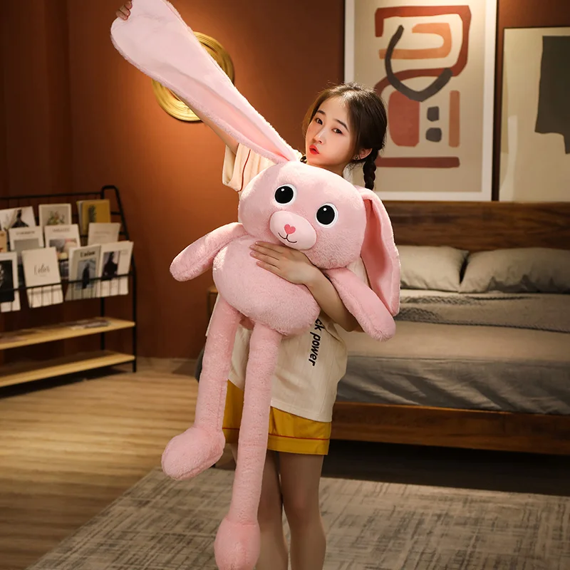 Wholesale New Rabbit Doll Stretch Plush Moving Ears Bunny Toy Custom Plush Long Ear Rabbit Stuffed Toy