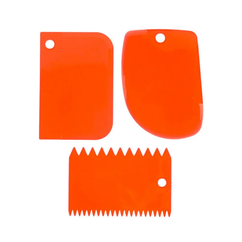 
3Pc Baking Pastry Tools Plastic Dough Knife Icing Fondant Scraper Decorating Plain Smooth Jagged Edge Spatulas Cutters Cake Tool 