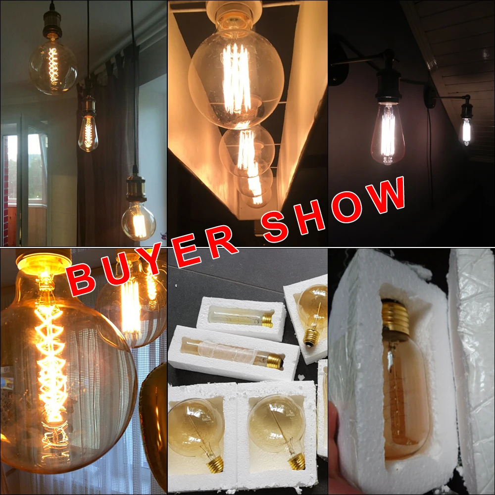 Edison Bulb E27 220V 40W ST64 G80 G95 G125 Ampoule Vintage Edison Bulb Incandescent Lamp Filament Light Bulb Home Decor