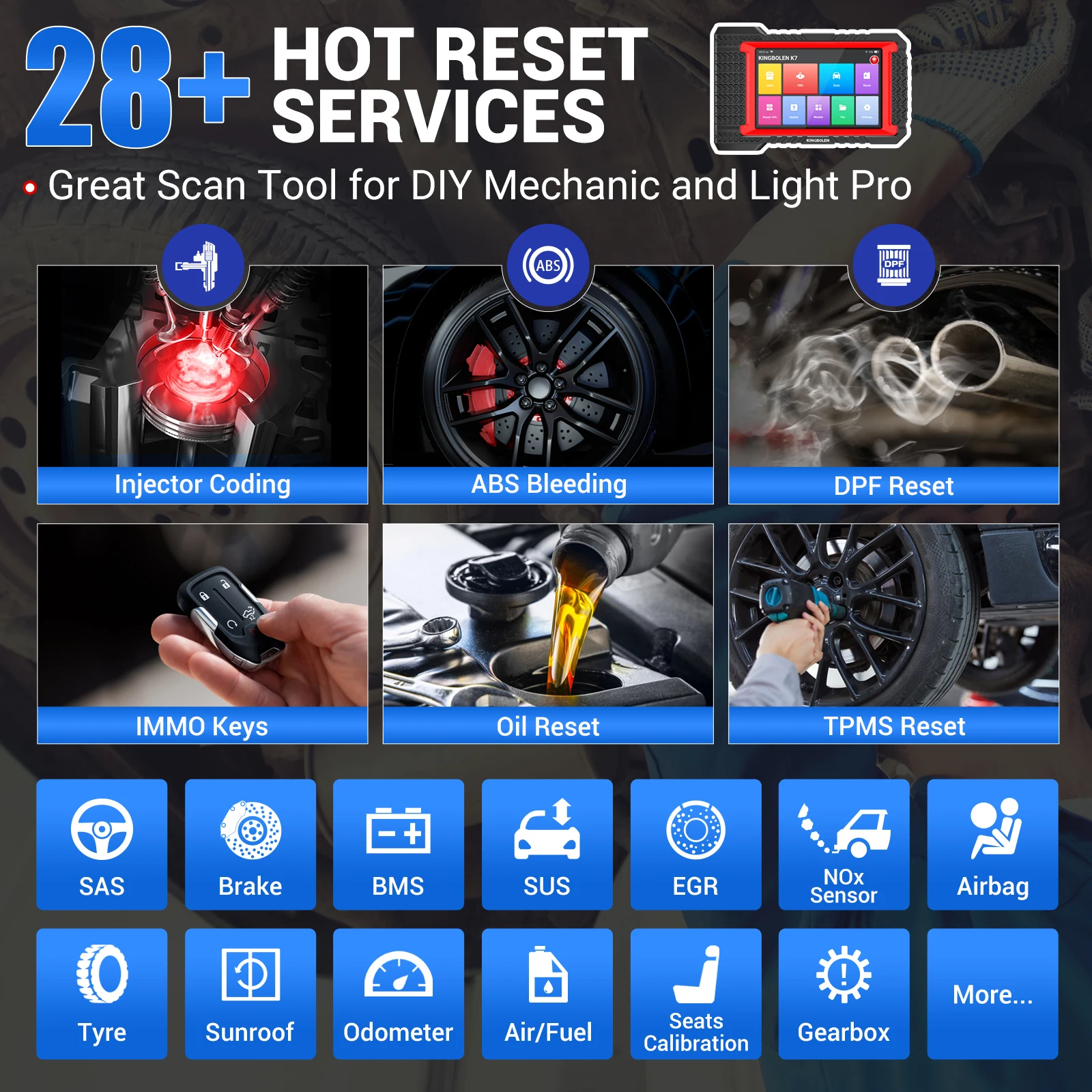 Kingbolen K7 PK D7 Ecu Coding 36+ Reset Functions Active Test Auto VIN Obd2 Scanner Car Diagnostic Machine Tool For All Cars