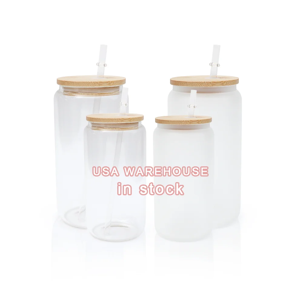 12oz design frosted clear sublimation tumbler cups libby glasses beer soda can shaped 16oz frosted glass with straw and lid