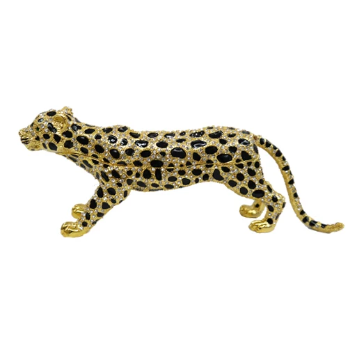metal cheetah trinket jewelry box  metal craft gifts for home decoration animal figure