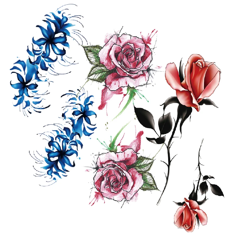 2021 Wholesale Women Temporary Tattoo Stickers Festival Flower Decorative Stencil Non-Toxin Tattoo Ink Paper Arm Leg Back
