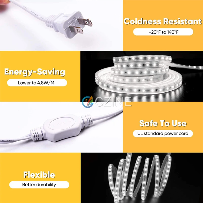 AC 110V 220V 6500k 60led 18w/mDownlight/ceiling/pendant/wall Light flexible waterproof smd2835 led strip light