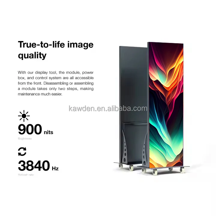 Wholesale P2 Movable Mirror Poster Indoor LED Advertising Acreen LED Poster Display Standing Digital Signage Touch Screen Kiosk