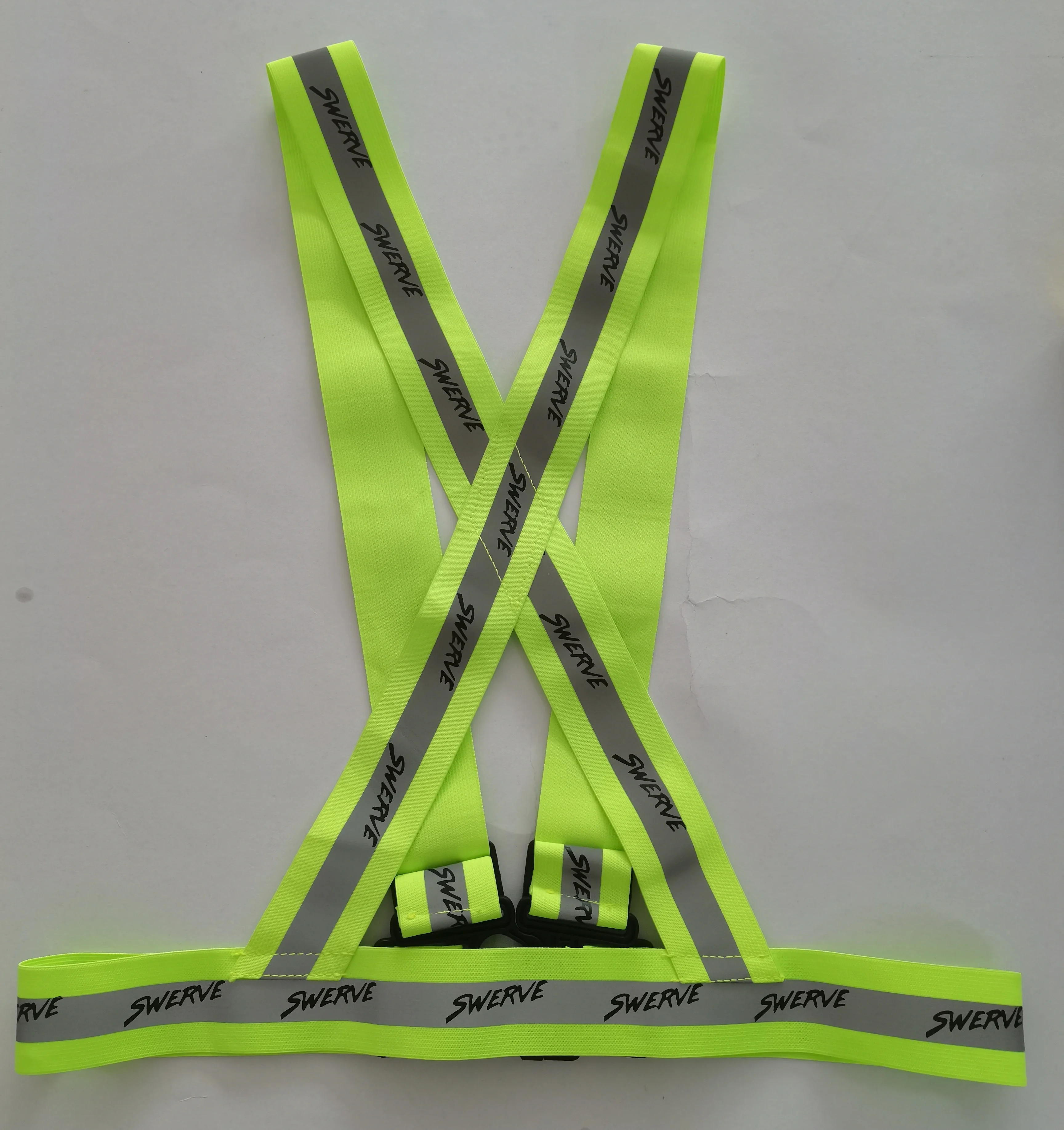 Fluorescent Yellow Orange Black Running OEM ODM EN17353 Reflective Safety Belt For Biking Sports