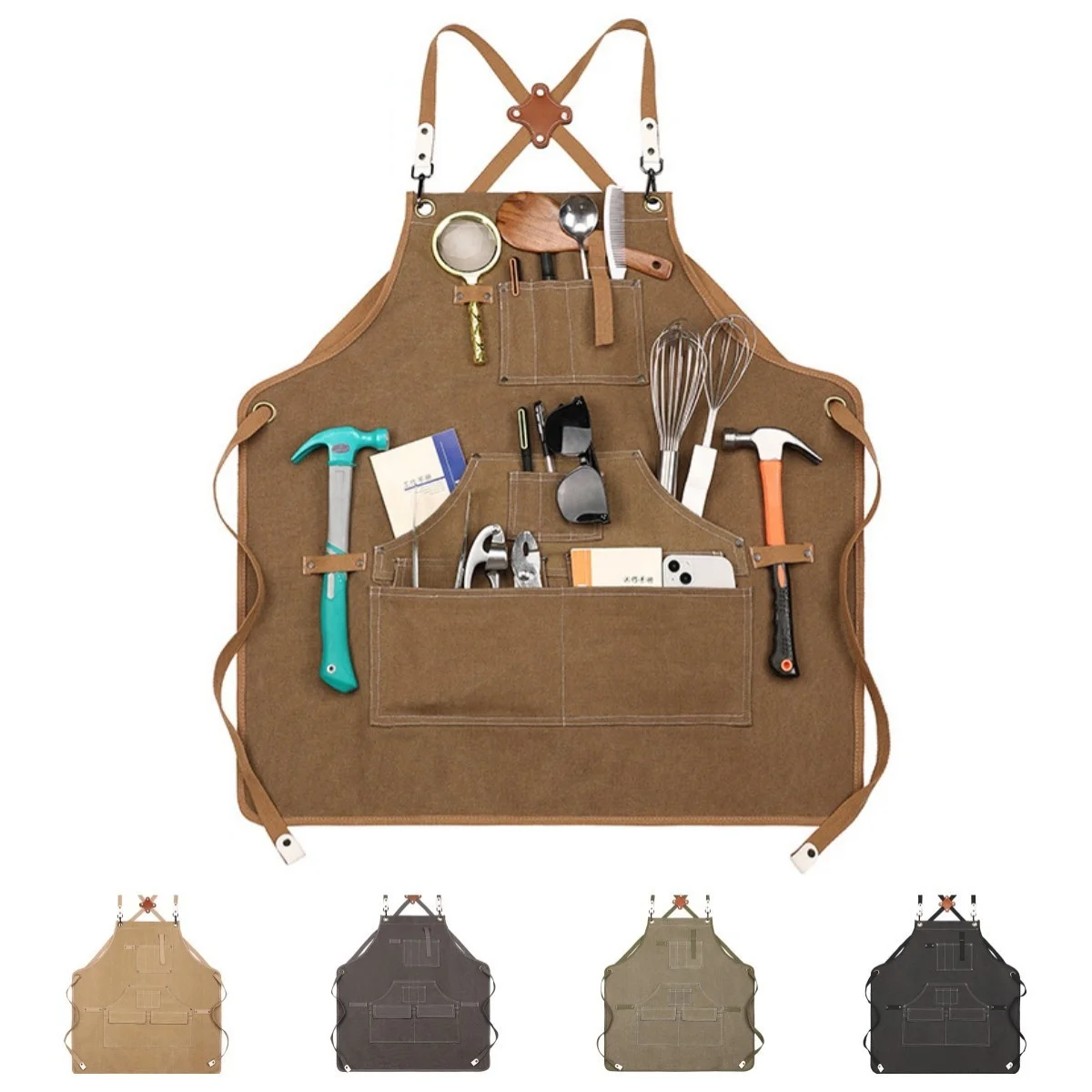 Chef Designer Black Uniform Cafe Welding Waiters BBQ Barista Custom Logo Canvas Barber Garden Leather Apron