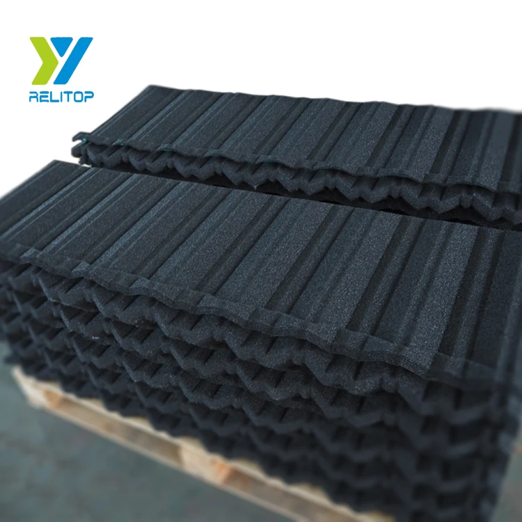 Wholesale High Quality  Black Stone Coated Chip Metal Steel Roofing Tile