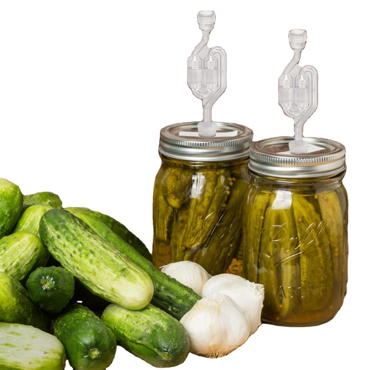 S Shape One-Way Exhaust Seal Valve Double Bubble Plastic Airlock and Lid Beer Wine Fermenter Air Lock