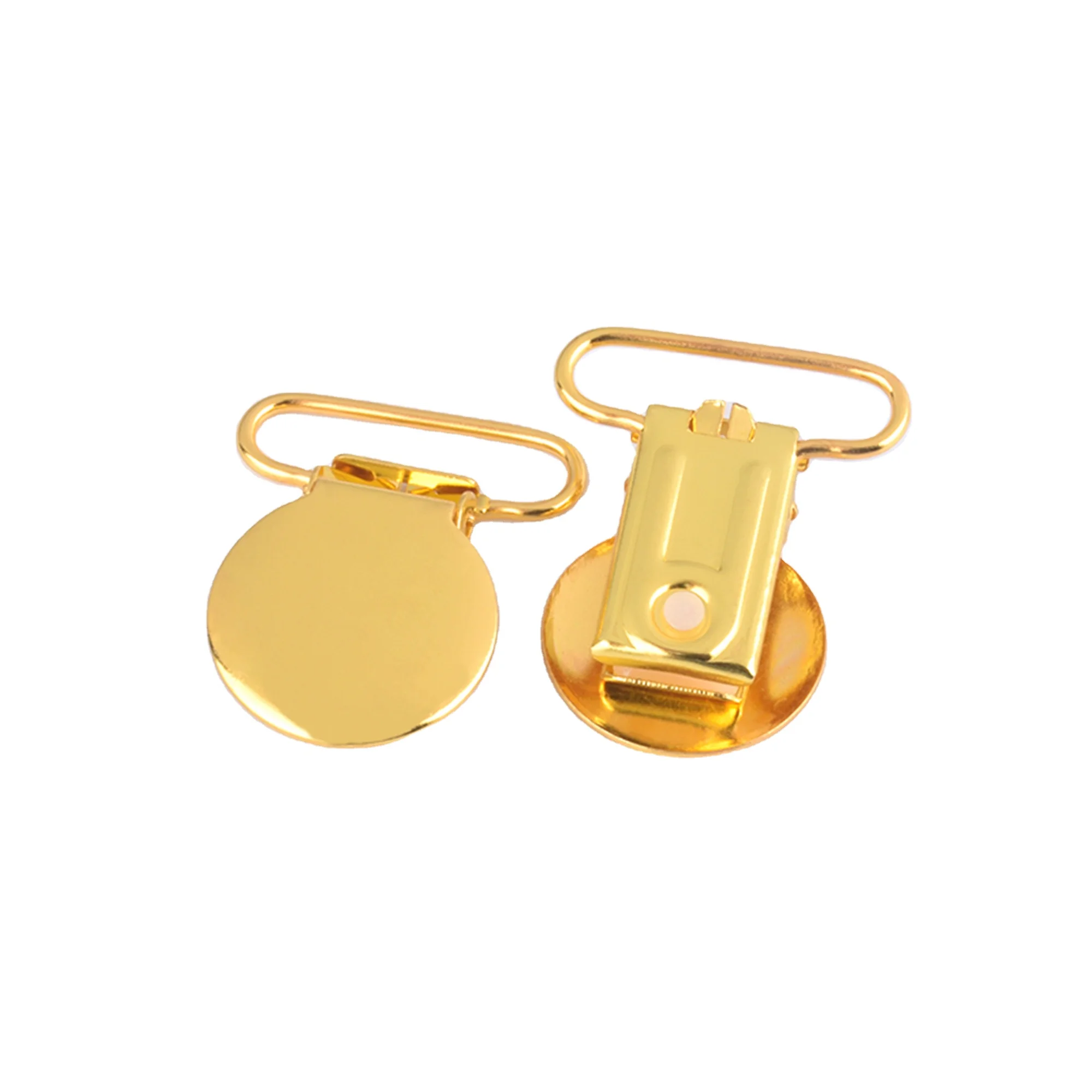 25mm Gold Color Round Suspender Clip Metal Pacifier