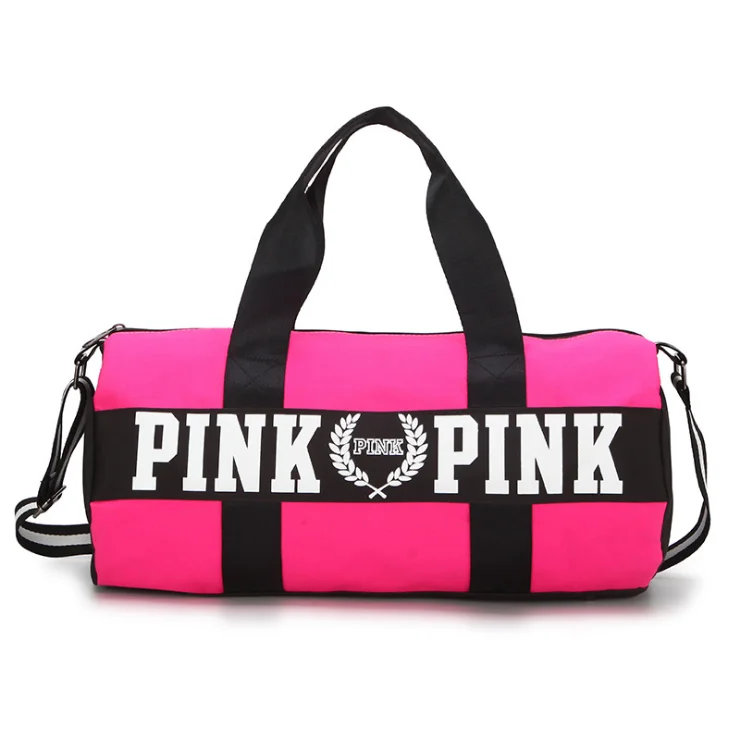 JONLON Customized Logo Large Capacity Pink Duffle Bags Gym Women Waterproof Sports Travel Bag