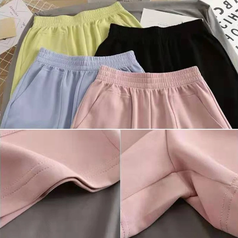 FS720 2024 Summer Casual Sports Shorts For Women Loose Hot Pants Literary Wide Leg Pants Bottoms Solid Color Gym Yoga Shorts