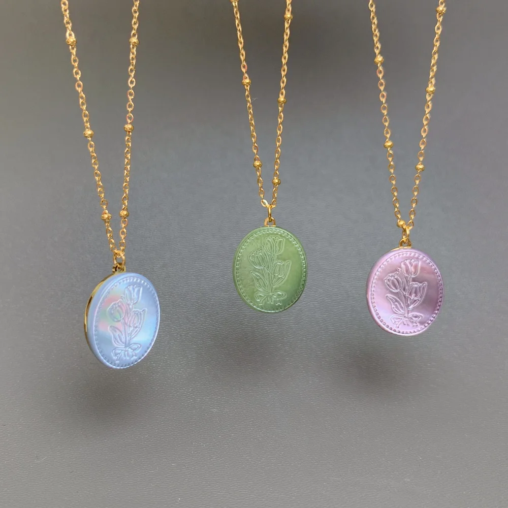 Fashion Stainless Steel Gold Shell Flower Pendant Necklace For Women 2022 Gift Jewelry Wholesale
