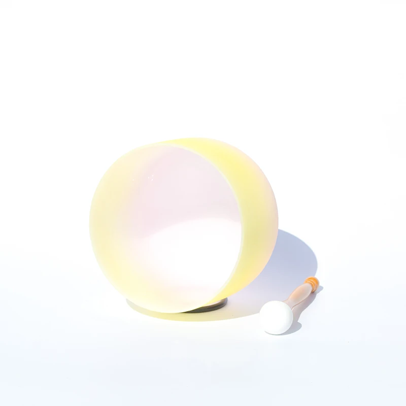 8 Inch Pink Yellow Color Note E  Crystal Singing Bowl Factory Supply Chakra Sound Healing Bowl