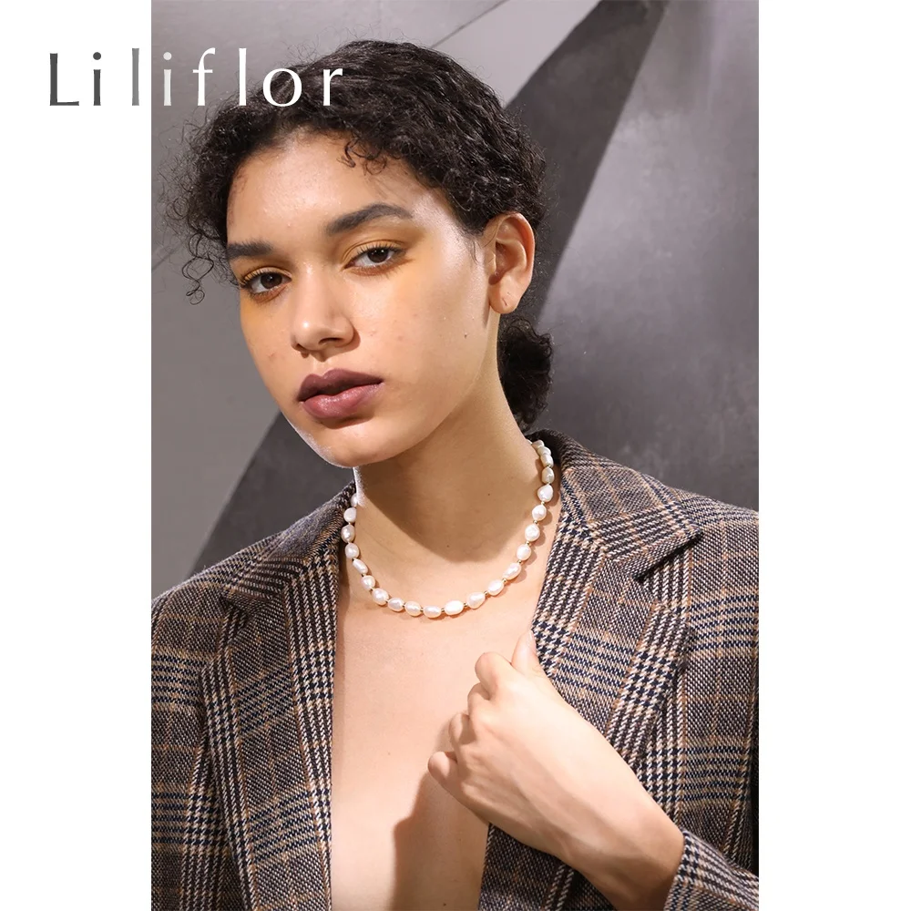 LILIFLOR High Quality 18K Gold Plated Stainless Steel Jewelry Natural Pearl Beaded Chain Allergy Free Necklaces P193050